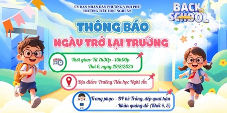 📣📣TRƯỜNG TIỂU HỌC NGHI ÂN THÔNG BÁO LỊCH TỰU TRƯỜNG NĂM HỌC 2025 - 2026 🔆